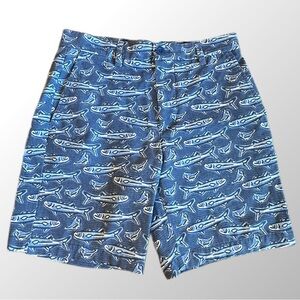 Vineyard Vines Shorts Men's 28 Blue Fish Print Performance Breaker‎ Shorts